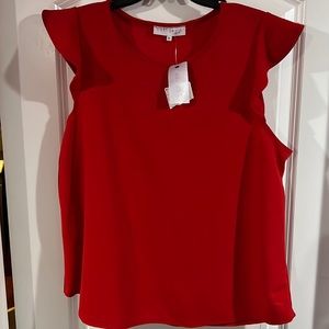 red sleeveless top